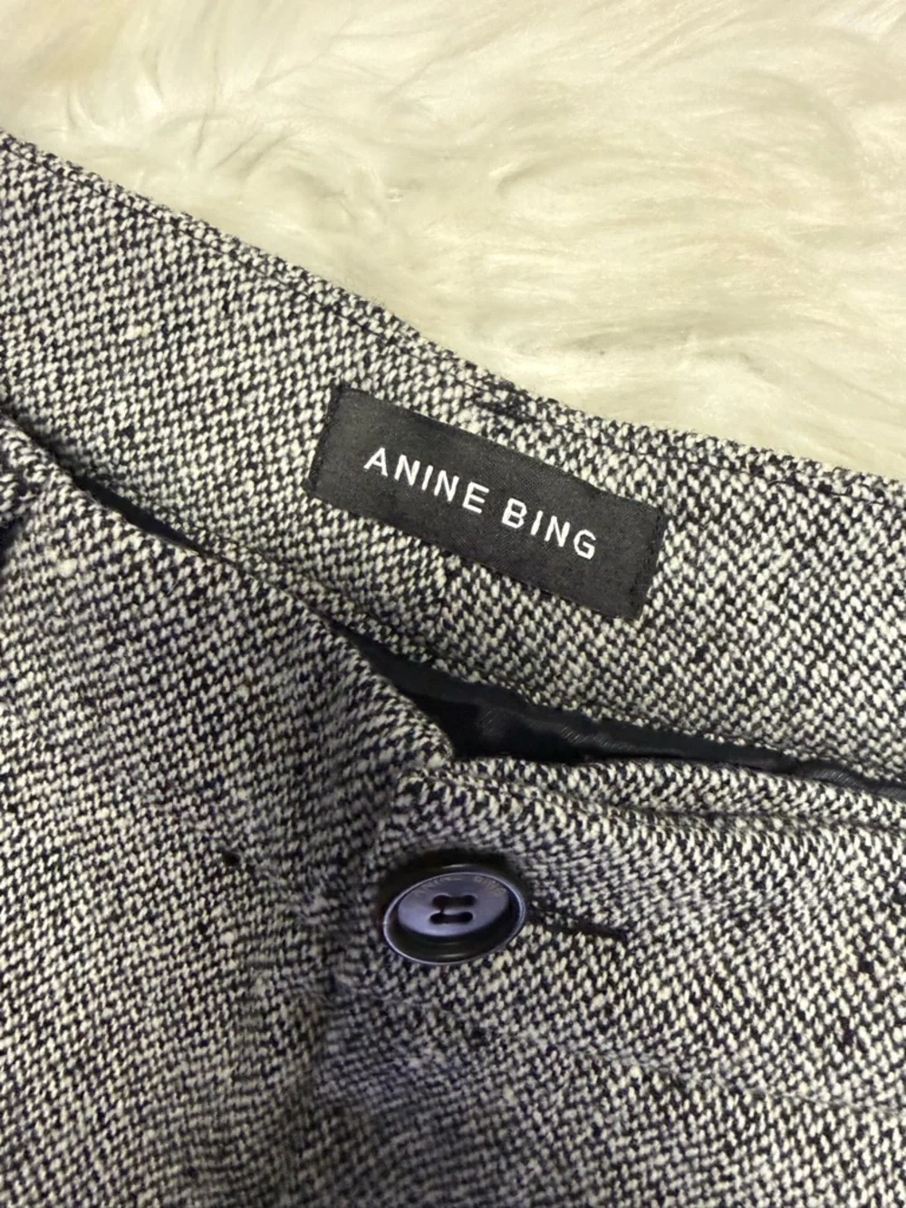 ANINE BING Carrie Wool Trousers Size 6 High Rise Wide Leg Lined